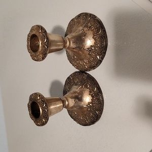 Pair of silver plated candle holders